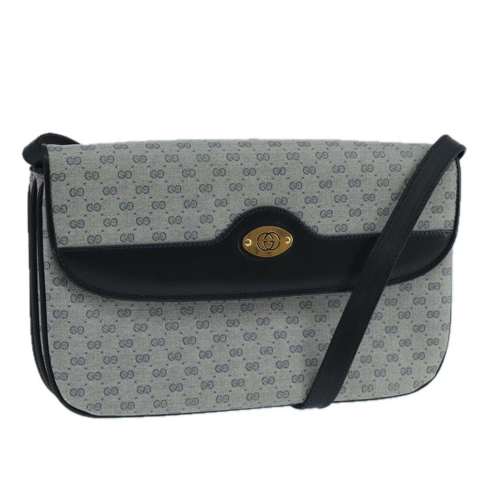 GUCCI Micro GG Supreme Shoulder Bag Pvc Navy Gold - Picture 1 of 13